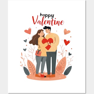 Valentine Romantic couple love birds Posters and Art